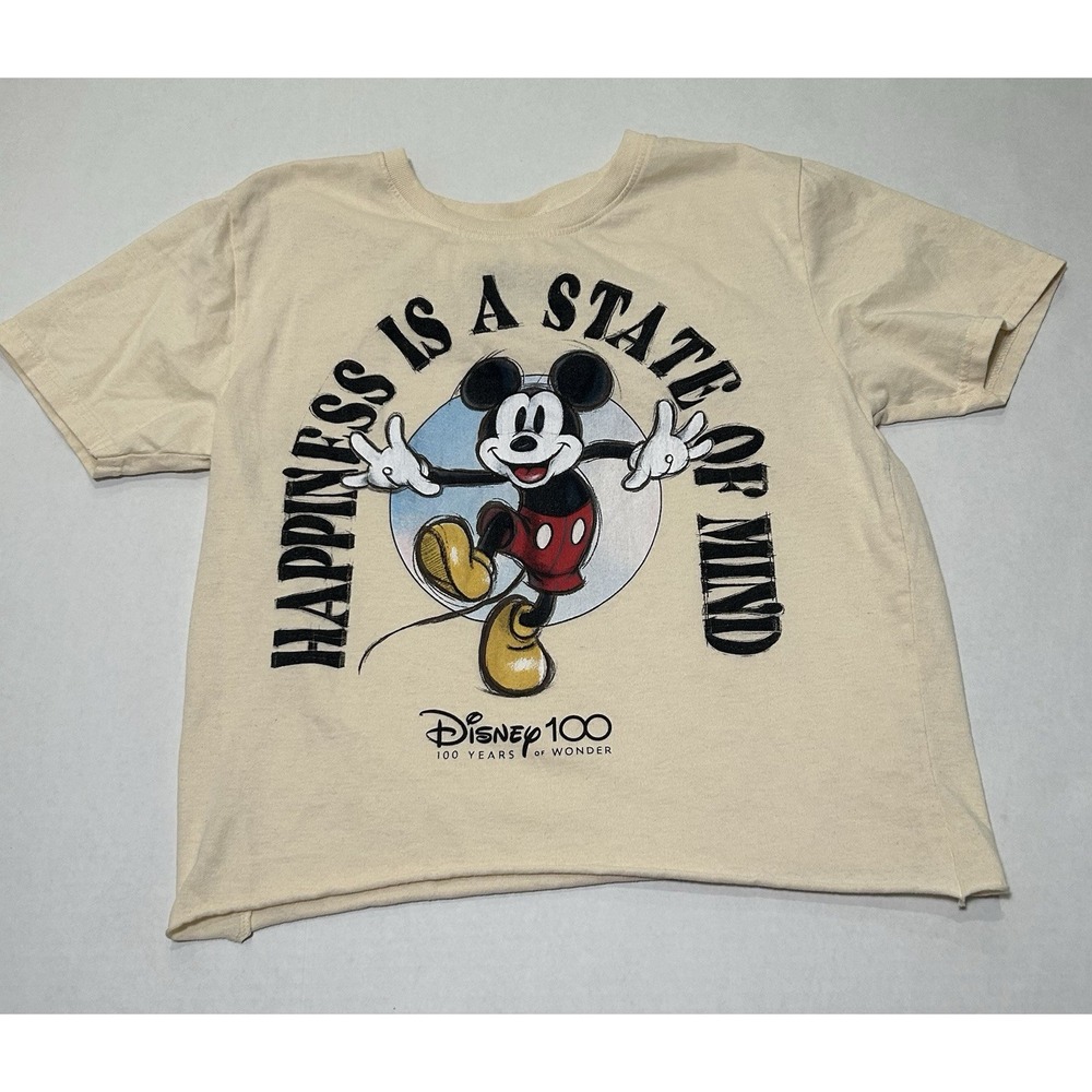 Mickey Mouse Disney 100 Years Happiness is a State of Mind T-Shirt. Medium